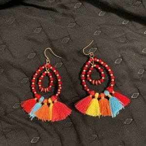 Colorful Tassel Hoop Earrings